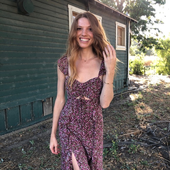 Brown Floral Midi Dress - Picture 4 of 8